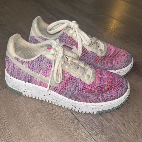 Nike Air Force 1 Crater Flyknit Sneakers Fuchsia Glow Pink - Picture 2 of 9
